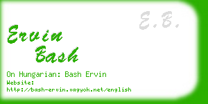 ervin bash business card